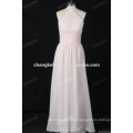 Long Chiffon Halter Bridesmaid Dress Sleeveless Pleats Party Dress Gown